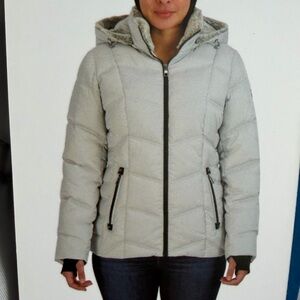 NAUTICA WATER RESISTANT WARM FLEECE POCKETS DETACHABLE HOOD Grey COAT JACKET S